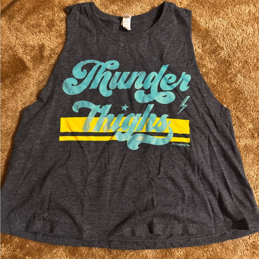 Thunder Thighs Graphic Tank Top - Charcoal Gray